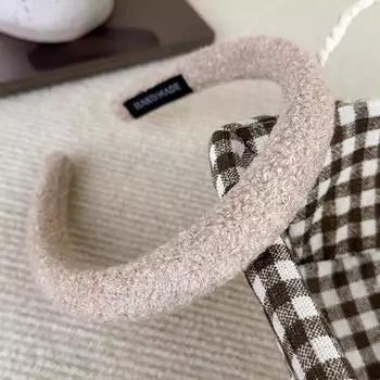 Зимние Ретро Однотонные Плюшевые Повязки на Голову Губка Широкая Повязка для Волос для Женщин Девушек Простой Элегантный Обруч для Волос Модные Аксессуары для Волос