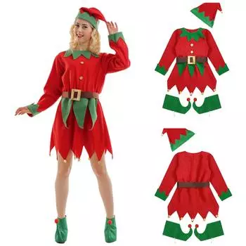 Зимние рождественские костюмы для мальчиков и девочек с длинными рукавами и расклешенными брюками L красный