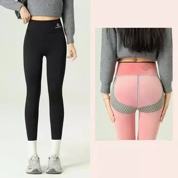 Зимние розовые бархатные теплые леггинсы из акульей кожи женские с принтом самолета с высокой талией, утягивающие ягодицы, толстые утепленные леггинсы осень 4XL серый