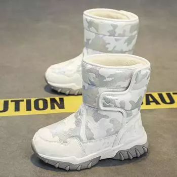 Зимние сапоги 2024 года, новые стили, детские высокие зимние сапоги, детская обувь с плюшевой изоляцией, детские хлопковые сапоги 31 розовый