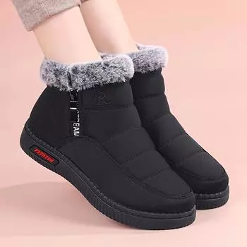 Зимние сапоги без застежек Водонепроницаемые нескользящие сапоги и низкий каблук для удобной обуви зимой 36 красный