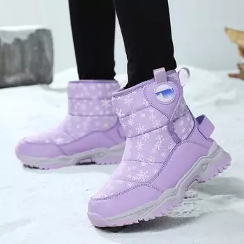 Зимние сапоги для девочек до середины голени Зимние сапоги Детские походные ботинки Повседневные ботинки для детей Ботинки Охотничьи сапоги Сапоги для девочек до колена с мехом EU: 38 чёрный