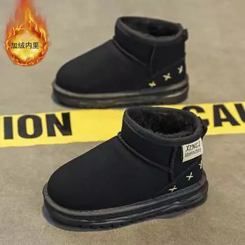 Зимние сапоги для мальчиков и девочек 2025 года, новые детские хлопковые сапоги, флисовые теплые ботинки Martin, утолщенные нескользящие высокие ботинки 25 розовый