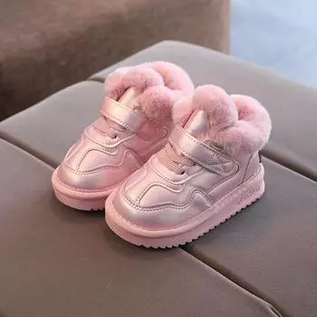 Зимние сапоги для снега, детская модная обувь из искусственной кожи, водонепроницаемая обувь для мальчиков и девочек, толстые короткие сапоги из кашемира, симпатичная розовая повседневная обувь для девочек 31 белый