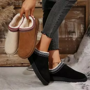 Зимние сапоги для снега, женские, новые, теплые, кашемировые, на толстой подошве, на плоской подошве, полутапочки, хлопковые туфли, теплые сапоги из кашемира 36