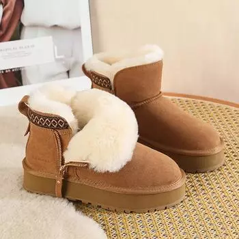 Зимние сапоги для снега, женские утепленные плюшевые теплые хлопковые ботинки с подкладкой, женские модные полосатые толстые ботильоны на платформе, женские сапоги 35 серый