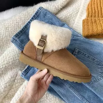 Зимние сапоги для женщин Модные плюшевые теплые повседневные хлопчатобумажные туфли Женские комфортные ботильоны Обувь 35 чёрный