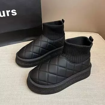 Зимние сапоги из замши, новый стиль, хлопковая обувь, женские хлопковые сапоги 36