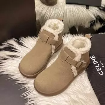 Зимние сапоги на квадратном каблуке, слипоны с круглым носком, женские, 2024 г., высококачественные, на низком каблуке, однотонные, лаконичные женские сапоги 35 хаки