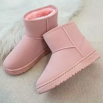 Зимние сапоги на меху женские сапоги из утолщенного хлопка теплые меховые туфли студенческие женские зимние короткие сапоги водонепроницаемые розовые желтые 35 жёлтый
