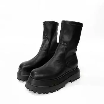 Зимние сапоги на толстой платформе с круглым носком и толстой подошвой, модные женские зимние сапоги до колена 36