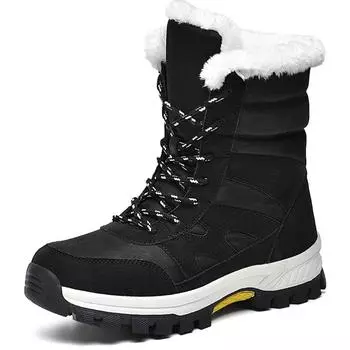 Зимние сапоги, плюшевые, толстые, теплые, высокие, зимние сапоги, хлопковые сапоги, женская обувь, повседневные, уличные сапоги из хлопка 36 чёрный