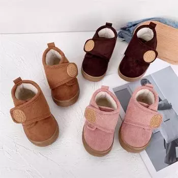 Зимние сапоги с противоскользящим покрытием, однотонные, на утолщенной мягкой подошве, с низким берцем для мальчиков и девочек 21