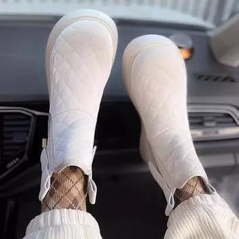 Зимние сапоги с толстой подошвой, женские, зимние, модные, утепленные, короткие, меховые, Martin, женские 35 белый