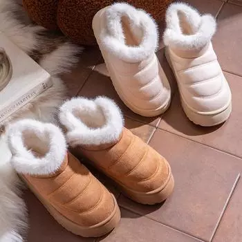 Зимние сапоги Slip-On Thicken Plush, женские, из искусственной замши, теплые, женские, удобные, мягкие, нескользящие, из хлопка, ботильоны 36-37 бежевый