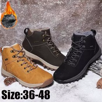 Зимние сапоги унисекс. Водонепроницаемые нескользящие хлопковые сапоги. Теплые походные ботинки с высоким берцем. 36 розовый