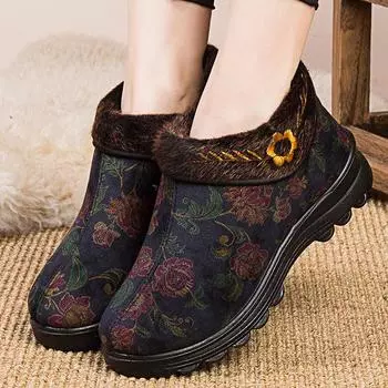 Зимние сапоги в стиле ретро Ботильоны ручной работы Обувь из натуральной кожи Женская обувь Женские кожаные сапоги 35 синий