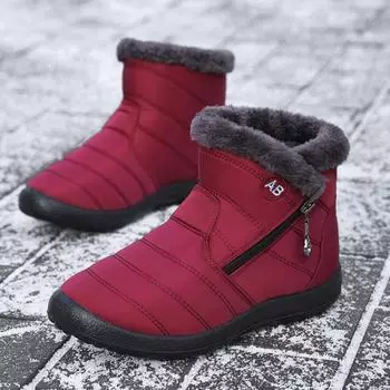 Зимние сапоги высокого качества, женские сапоги, обувь для матери, непромокаемые ботильоны, женские непромокаемые теплые меховые сапоги 35 чёрный