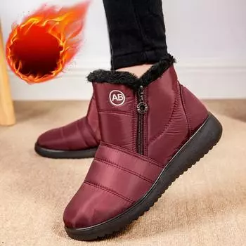 Зимние сапоги высокого качества, женские сапоги, обувь для матери, непромокаемые ботильоны, женские непромокаемые теплые меховые сапоги 36 красный