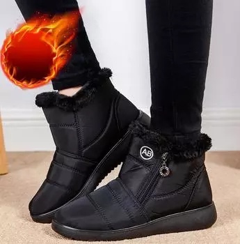 Зимние сапоги высокого качества, женские сапоги, обувь для матери, непромокаемые ботильоны, женские непромокаемые теплые меховые сапоги 36 красный