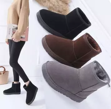 Зимние сапоги, женская зимняя плюшевая теплая обувь, черные, серые, коричневые легкие зимние сапоги, модные женские ботильоны на меху 41 чёрный