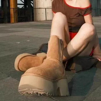 Зимние сапоги женские 2024 новые туфли на платформе женские сапоги до колена на толстом каблуке ботильоны в готическом стиле удобные сапоги больших размеров Botas De Mujer 35 малиновый