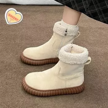 Зимние сапоги женские бархатные модные удобные повседневные ботинки нишевый дизайн чувство плоские ботинки Martin тонкие трендовые маленькие короткие ботинки 35