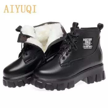 Зимние сапоги женские из натуральной шерсти теплые женские короткие сапоги на платформе из натуральной кожи женские ботинки Martin 35