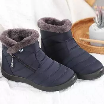 Зимние сапоги, женские плюшевые ботинки, женская непромокаемая обувь, женская обувь на молнии для женщин, мягкая зимняя обувь 36 чёрный