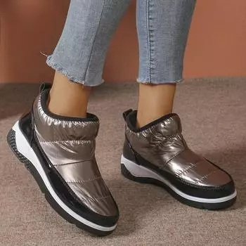 Зимние сапоги женские толстые плюшевые зимние модные теплые короткие сапоги хлопковая обувь женские хлопковые сапоги Botas De Mujer 2024 36 серый