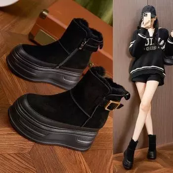 Зимние сапоги женские зимние новые холодные теплые мягкие хлопковые сапоги с толстой подошвой для маленьких людей в высоких сапогах 34 верблюд