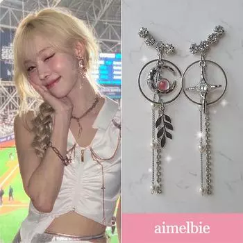 [Зимние серьги Aespa] Серьги эльфа ночного леса серебряный