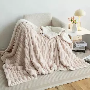 Зимние сетчатые покрывала из искусственного меха для кроватей, мягкие толстые роскошные плюшевые покрывала, теплые пушистые бархатные жаккардовые чехлы для диванов, домашний декор 70x100cm зелёный