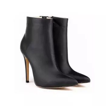 Зимние сексуальные женские ботильоны на тонком высоком каблуке-шпильке с острым носком, матовая искусственная кожа на молнии 35 белый