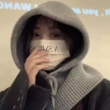 Зимние шапки-балаклавы для женщин, унисекс, вязаные шапки с капюшоном, утепленные шапки на шнурке, цельные шапки с воротником-стойкой 1PCS розовый