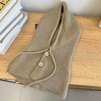 Зимние шапки-балаклавы для женщин, унисекс, вязаные шапки с капюшоном, утепленные шапки на шнурке, цельные шапки с воротником-стойкой