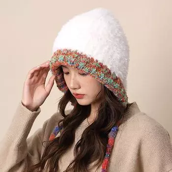 Зимние шапки для женщин и девочек, теплая шапка с капюшоном для женщин, вязаная шапка-череп, защитная шапка для ушей