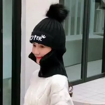 Зимние шапки Женская вязаная шапка Теплая меховая шапка с помпоном Женские шапки для девочек серый