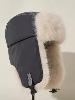 Зимние шапки женские мужские ушанки русская шапка утепленная зимняя шапка из искусственного меха ветрозащитная лыжная велоспорт утолщенная шапка 56-59cm