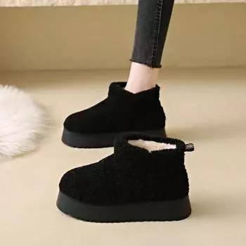 Зимние слипоны современные ботинки до щиколотки на плоской подошве со средним каблуком новинка женская обувь распродажа 2025 новые женские ботинки с круглым носком 35 бежевый