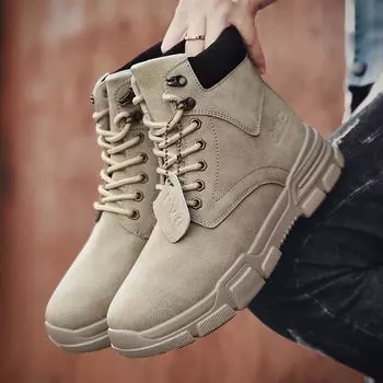 Зимние согревающие мужские ботильоны на меху, мужские повседневные ботинки из замши из военной свиной кожи, уличная рабочая мужская обувь на толстой подошве 39 серый