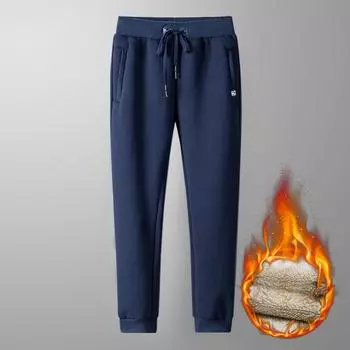 Зимние спортивные брюки для мужских маленьких ног, плюс бархатные утолщенные брюки из овечьей шерсти, теплые хлопковые брюки, приталенные мужские повседневные брюки L