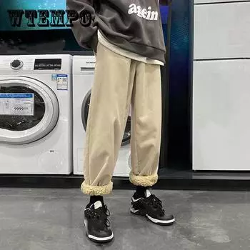 Зимние спортивные штаны мужские повседневные брюки утолщенные свободные модные теплые брюки для бега для мужчин брюки Harajuku 5XL чёрный