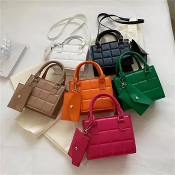 Зимние сумки через плечо для женщин, модные сумки-кроссобди из искусственной кожи с клетчатым узором, черные сумки-тоут, сумка для телефона, квадратная сумка чёрный