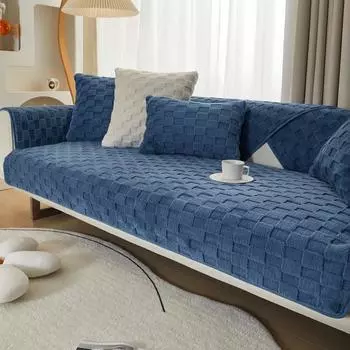 Зимние супер мягкие бархатные плюшевые чехлы для дивана-полотенца, короткие плюшевые нескользящие чехлы для секционных диванов в гостиной, толстые чехлы для диванов L-образной формы 70x70cm 1pc серый