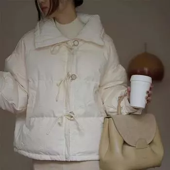 Зимние свободные женские куртки и пальто для студентов, толстые однобортные парки S чёрный