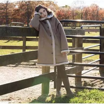 Зимние свободные женские пальто, модное однотонное отложной воротник, длинные рукава, карманы, однобортное женское повседневное толстое пальто XS светло-коричневого