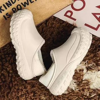 Зимние тапочки для мужчин Тапочки из ЭВА, бархатные, утолщенные, легкие, дышащие, парные туфли, увеличивающие рост, новое поступление 36-37 чёрный