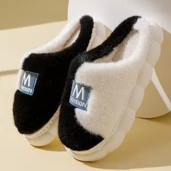 Зимние тапочки для женщин Милые толстые подошвы Удобные для домашнего использования Мягкая подошва 36 чёрный
