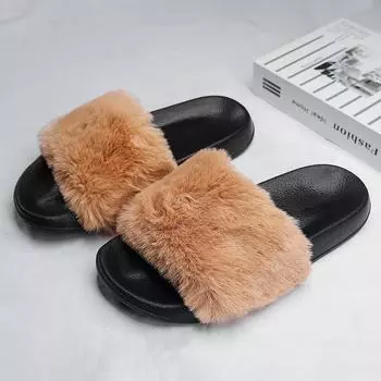 Зимние тапочки из хлопка и шерсти больших размеров, нескользящие, износостойкие, бархатные, теплые, мохнатые, хлопковые, женская обувь 36 чёрный